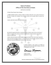 Laden Sie das Bild in den Galerie-Viewer, Indiana: Handelsregisterauszug (Certificate of Existence)