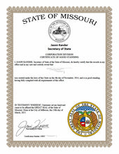 Laden Sie das Bild in den Galerie-Viewer, Missouri: Handelsregisterauszug (Certificate of Good Standing)