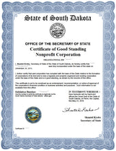 Laden Sie das Bild in den Galerie-Viewer, South Dakota: Handelsregisterauszug (Certificate of Good Standing/Existence)