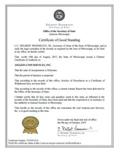 Laden Sie das Bild in den Galerie-Viewer, Mississippi: Handelsregisterauszug (Certificate of Good Standing)