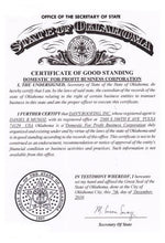 Laden Sie das Bild in den Galerie-Viewer, Oklahoma: Handelsregisterauszug (Certificate of Good Standing)