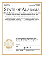 Laden Sie das Bild in den Galerie-Viewer, Alabama: Handelsregisterauszug (Certificate of Existence)
