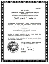 Laden Sie das Bild in den Galerie-Viewer, Alaska: Handelsregisterauszug (Certificate of Compliance)
