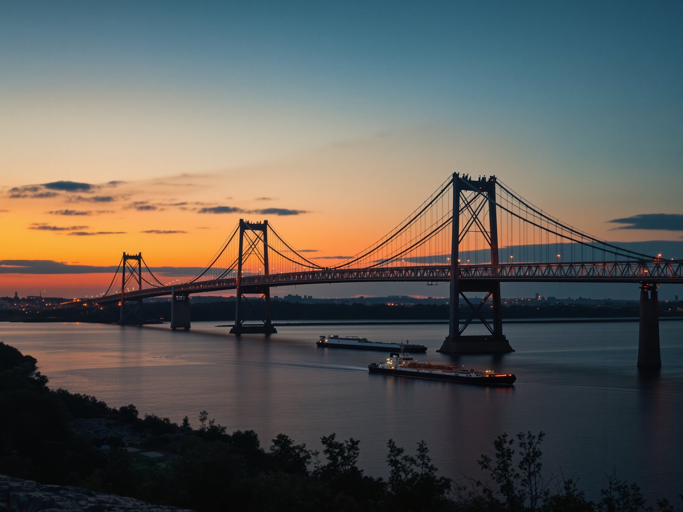 Delaware Memorial Bridge zur blauen Stunde