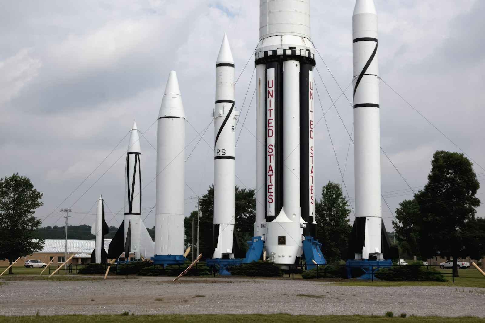 Historische Raketen im Rocket Park am Redstone Arsenal in Huntsville, Alabama